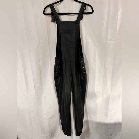 philanthropy xs Freja black faux leather overalls wide leg elastic end punk‌‌ - Picture 5 of 16